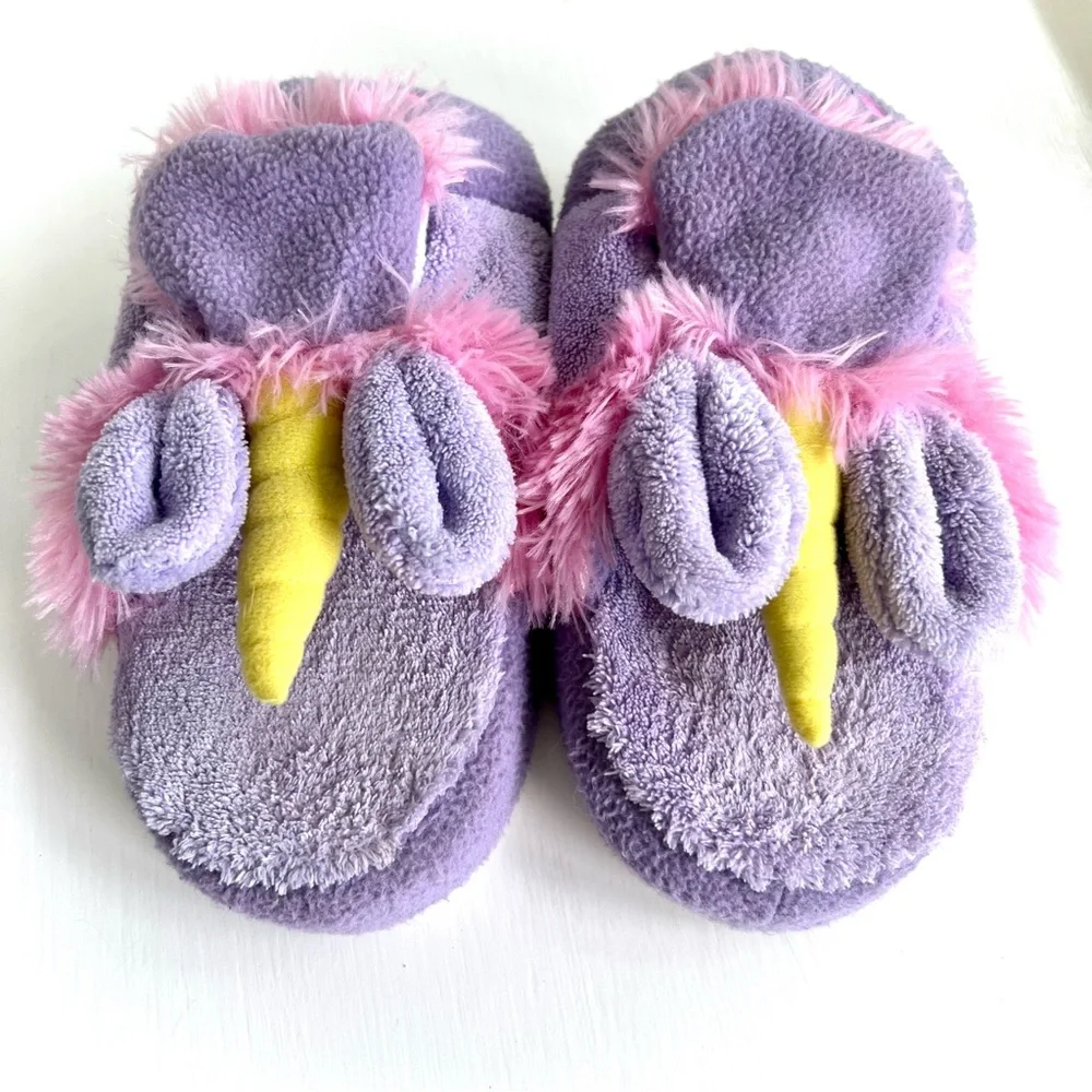 Stompeez Kids Unicorn Slippers Purple & Pink Size Medium Plush Slipper Shoes